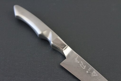Japanese Chef Knife, Petit utility knife size 120mm, diagonal front view