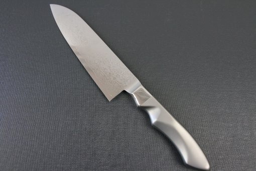 Japanese Chef Knife, Damascus Santoku Multi-purpose, backside view