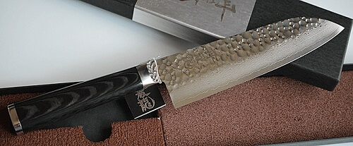 product example of Damascus chef knife made in Japan, echizen