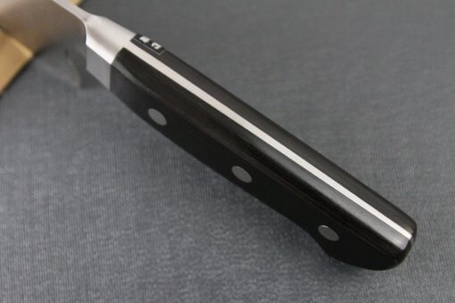Japanese Highest Quality Chef Knife, Tohu Powder high-speed steel Series, Santoku multi-purpose knife, handle top view