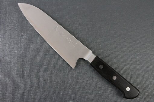 Japanese Highest Quality Chef Knife, Tohu Powder high-speed steel Series, Santoku multi-purpose knife 180mm, backside view