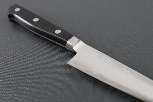 Japanese Highest Quality Chef Knife, Tohu Powder high-speed steel Series, petit knife 120mm, diagonal front view