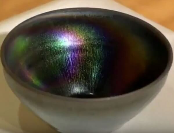 original tea bowl by the potter challenging Yohen Tenmoku