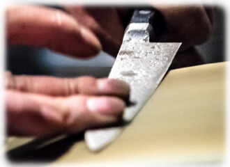 step 4 of special grinding and sharpening technique Edo-togi