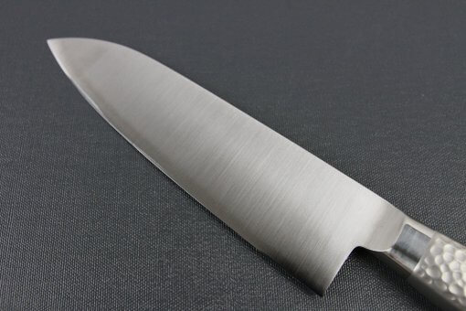 Japanese Chef Knife, Elegance Monaka Series, Santoku multi-purpose knife 180mm, details of blade backside