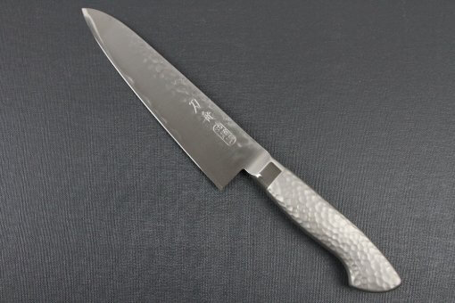 Japanese Chef Knife, Hammer Finish Series, Gyuto chef knife 180mm left-handed, front view