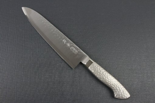 Japanese Chef Knife, Hammer Finish Series, Gyuto chef knife 210mm left-handed, front view