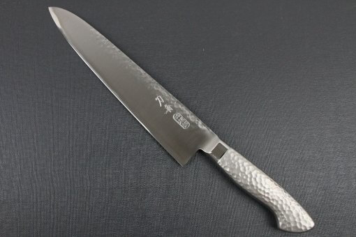 Japanese Chef Knife, Hammer Finish Series, Gyuto chef knife 240mm left-handed, front view