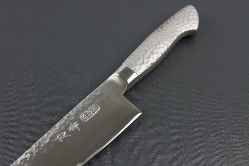 Japanese Chef Knife, Hammer Finish Series, Gyuto chef knife 240mm left-handed, diagonal front view