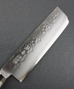 Japanese Chef Knife, Hammer Finish Series, Nakiri Vegetable knife, details of edge front side
