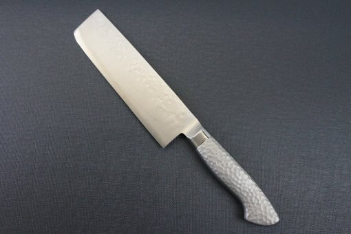 Japanese Chef Knife, Hammer Finish Series, Nakiri Vegetable knife, backside entire view