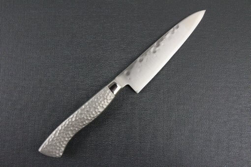Japanese Chef Knife, Hammer Finish Series, Petit knife 120mm left-handed, backside view