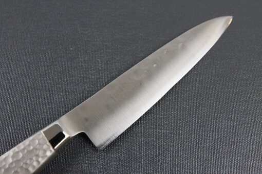 Japanese Chef Knife, Hammer Finish Series, Petit knife 120mm left-handed, details of blade backside