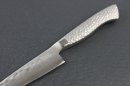 Japanese Chef Knife, Hammer Finish Series, Petit knife 120mm left-handed, diagonal front view