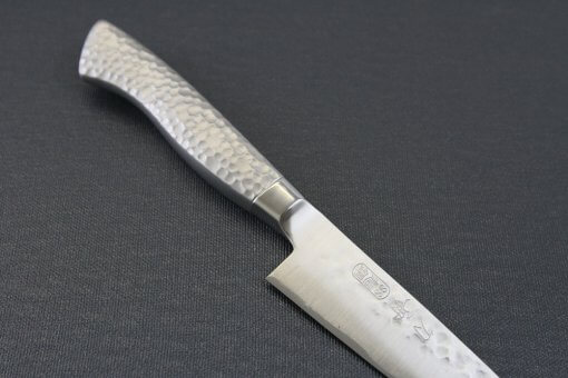Japanese Chef Knife, Hammer Finish Series, Petit knife 120mm, diagonal front view