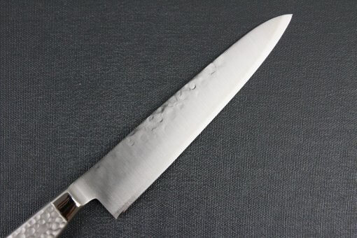 Japanese Chef Knife, Hammer Finish Series, Petit knife 150mm left-handed, details of blade backside