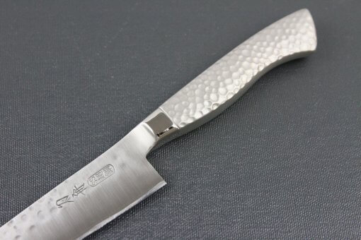 Japanese Chef Knife, Hammer Finish Series, Petit knife 150mm left-handed, diagonal front view