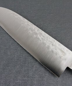 Japanese Chef Knife, Hammer Finish Series, Santoku multi-purpose knife 150mm left-handed, details of blade front side