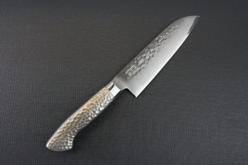 Japanese Chef Knife, Hammer Finish Series, Santoku multi-purpose 150mm, front view