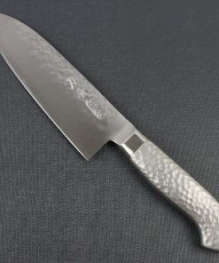 Japanese Chef Knife, Hammer Finish Series, Santoku multi-purpose knife 165mm left-handed, front view