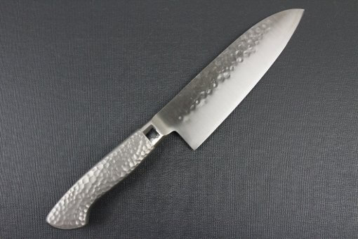 Japanese Chef Knife, Hammer Finish Series, Santoku multi-purpose knife 165mm left-handed, backside view