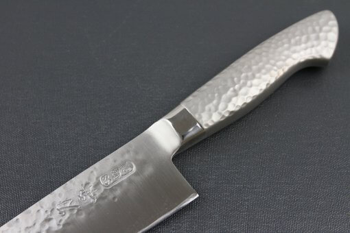 Japanese Chef Knife, Hammer Finish Series, Santoku multi-purpose knife 165mm left-handed, diagonal front view