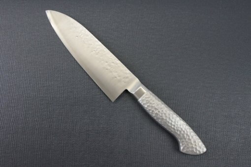 Japanese Chef Knife, Hammer Finish Series, Santoku multi-purpose 165mm, backside view
