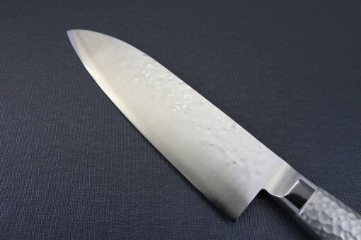 Japanese Chef Knife, Hammer Finish Series, Santoku multi-purpose 165mm, details of blade backside