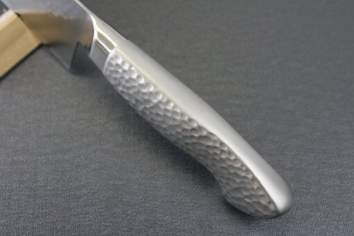 Japanese Chef Knife, Hammer Finish Series, Santoku multi-purpose 165mm, top view of handle