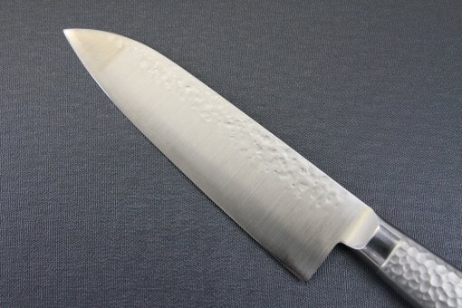 Japanese Chef Knife, Hammer Finish Series, Santoku multi-purpose 180mm, details of blade backside