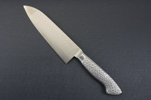 Japanese Chef Knife, Hammer Finish Series, Santoku multi-purpose 180mm, backside view