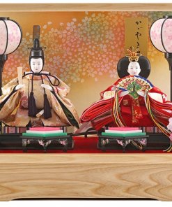 Hina dolls, a Japanese doll, compact size pair dolls set Miyuki (WHite), entire view of the product