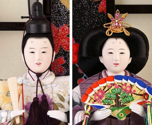 Hina dolls, a Japanese doll, gorgeous 5 dolls set kocho, faces of emperor and empress