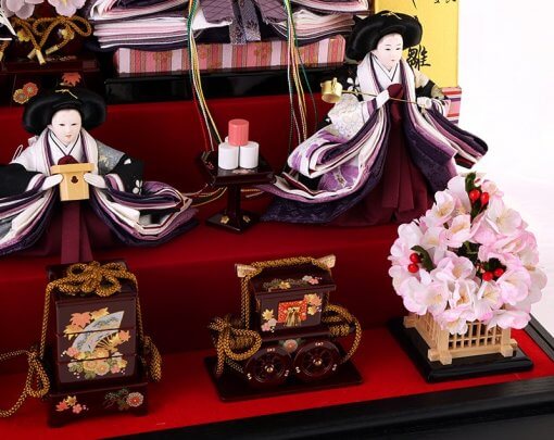 Hina dolls, a Japanese doll, gorgeous 5 dolls set kocho, different side of three court ladies doll