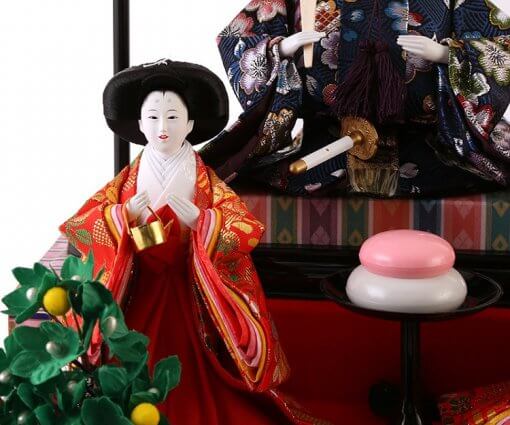 Hina dolls, a Japanese doll, gorgeous 5 dolls set Misaki, details of one of the three court ladies (A)