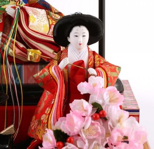 Hina dolls, a Japanese doll, gorgeous 5 dolls set Misaki, details of one of the three court ladies (C)