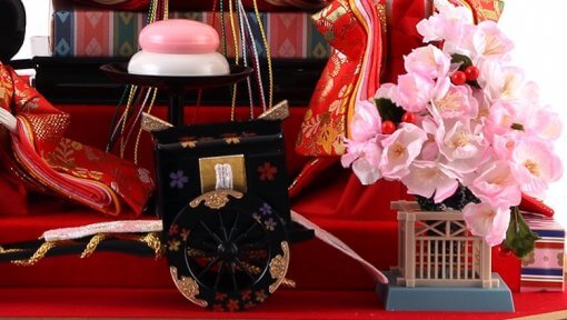 Hina dolls, a Japanese doll, gorgeous 5 dolls set Misaki, details of ornament (traditional car)