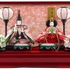 Hina dolls, a Japanese doll, compact size pair dolls set Miyuki (Red), entire view of the product