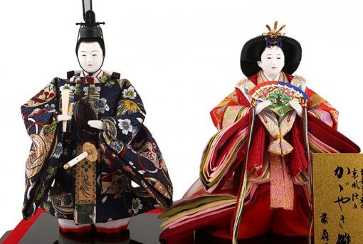 Hina dolls, a Japanese doll, stand-up pair doll set Mitsuki, details of dolls