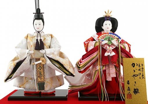 Hina dolls, a Japanese doll, stand-up pair doll set Hatsuki, details of the dolls