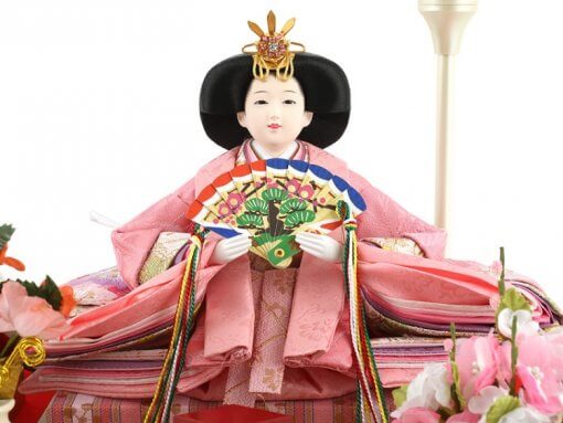 Hina dolls, a Japanese doll, gorgeous pair doll set Hagoromo white, entire view of the empress doll