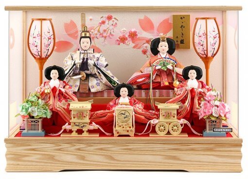 Hina dolls, a Japanese doll, gorgeous 5 dolls set Wakana, entire view