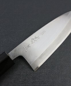 Japanese professional chef knife, Deba fillet knife, steel 120mm, details of blade front side