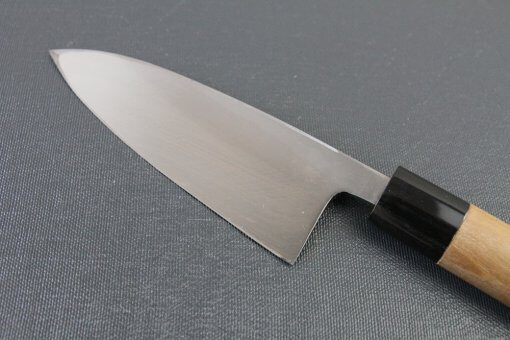 Japanese professional chef knife, Deba fillet knife, steel 120mm, blade details of backside