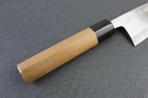 Japanese professional chef knife, Deba fillet knife, steel 120mm, handle details