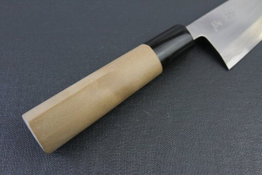 Japanese professional chef knife, Deba fillet knife, steel 150mm, handle details