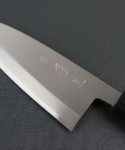 Japanese professional chef knife, left-handed Deba fillet knife, steel 150mm, details of blade front side