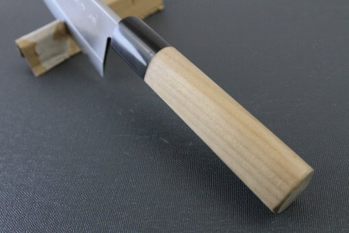 Japanese professional chef knife, left-handed Deba fillet knife, steel 150mm, handle top view