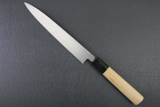Japanese professional chef knife, Yanagiba Sushi knife, 1st grade 210mm, backside entire view