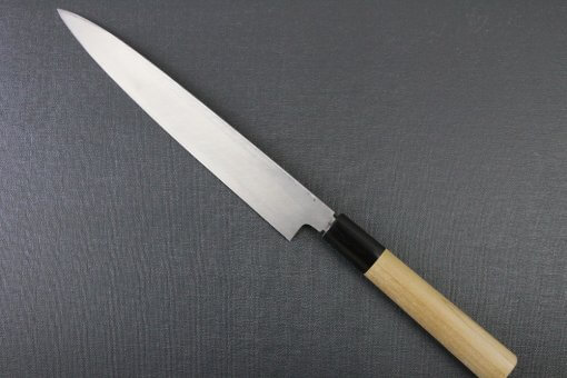 Japanese professional chef knife, Yanagiba Sushi knife, 1st grade 240mm, backside entire view